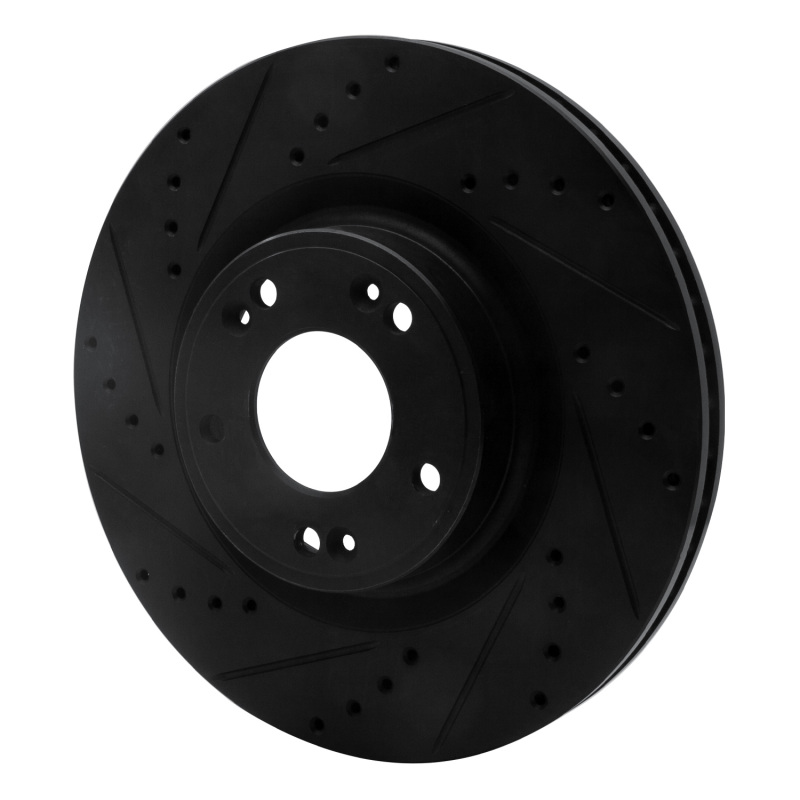 Hyundai Genesis Brake Rotor (1) - Front Left - R1 Concepts - Drilled & Slotted - Black - `09-`11